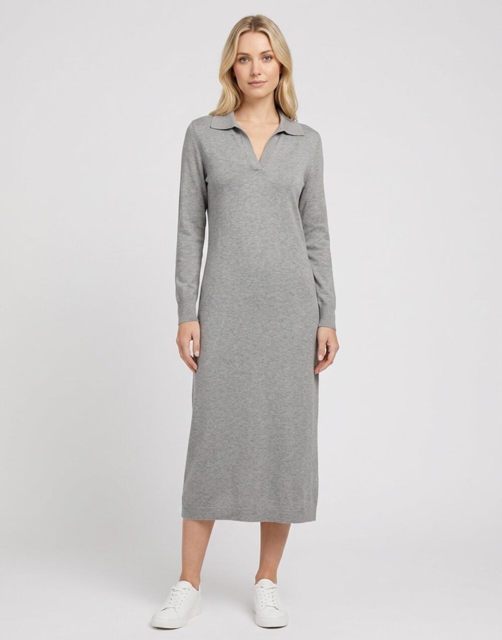 Tahari Gray Midi Lightweight Dress Women Size S